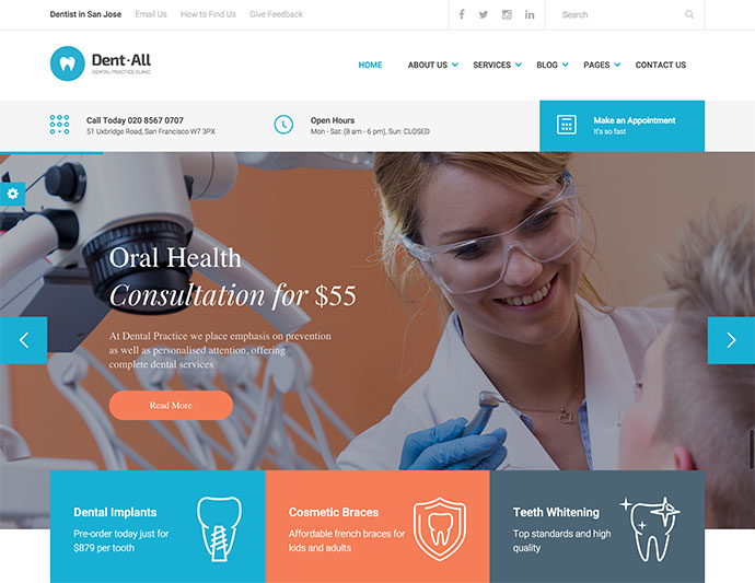 Dent-All: тема WordPress для стоматологической практики