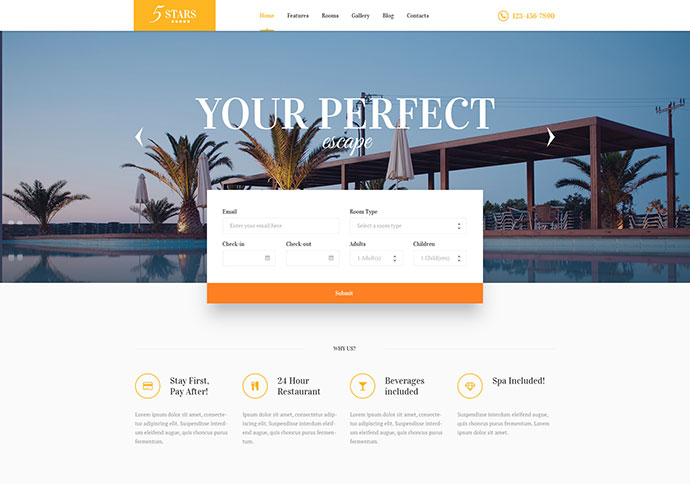 5 Stars — тема WordPress для отелей, спа и курортов