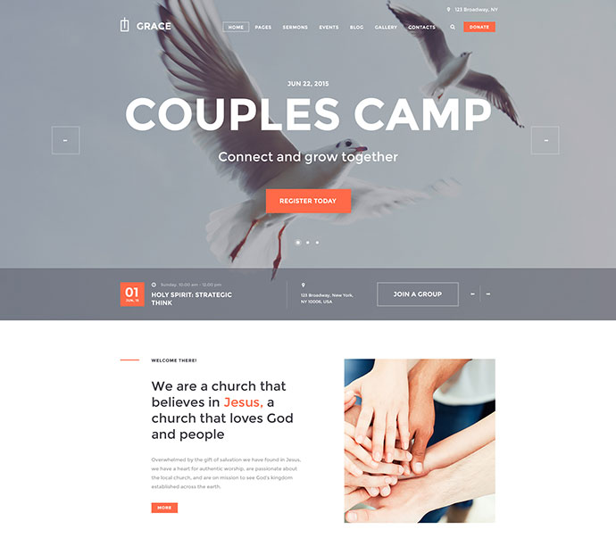 Grace — тема WordPress о церкви и религии