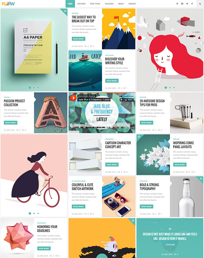 Kart Kullanıcı Arayüzü ile Dergi ve Blog WordPress Temaları