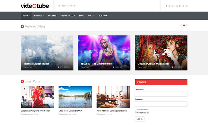 VideoTube — адаптивная тема WordPress для видео