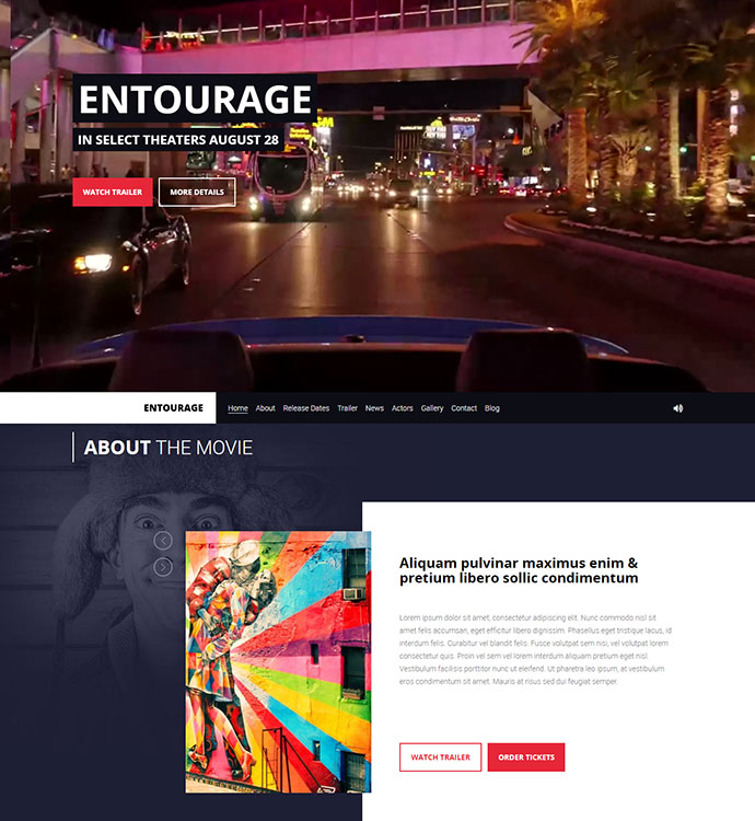 Entourage - Тема WordPress для кино/кино/кино/телевидения