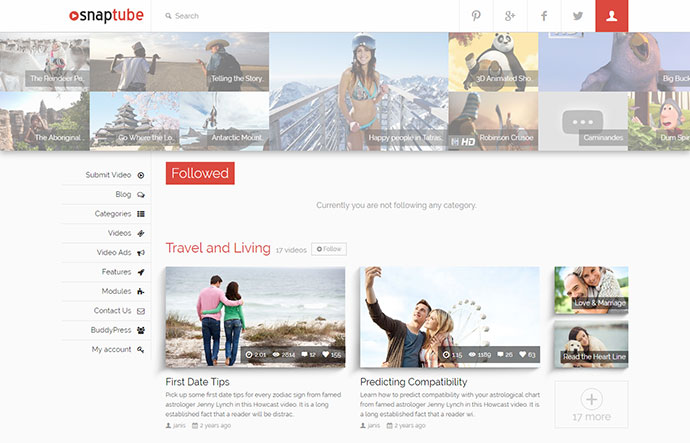 Snaptube — тема WordPress премиум-класса для видео
