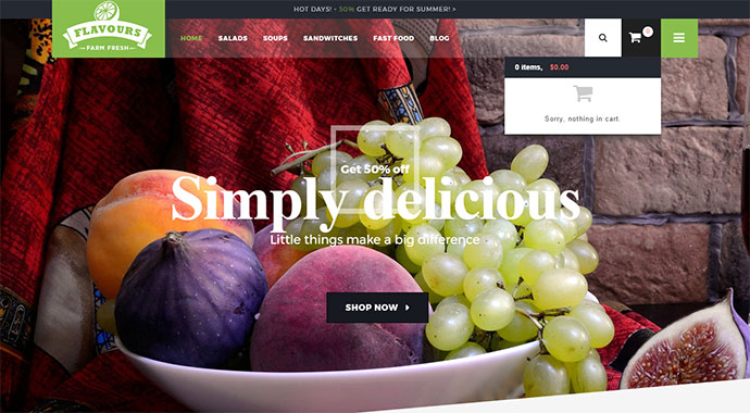 Flavours - Tema multipropósito de WooCommerce
