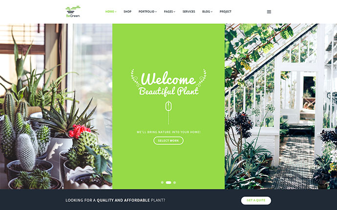 BeGreen - Tema multipropósito de WordPress para jardineras - Paisajismo - Jardinería