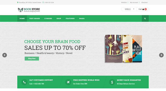 Tienda de libros WordPress WooCommerce Theme