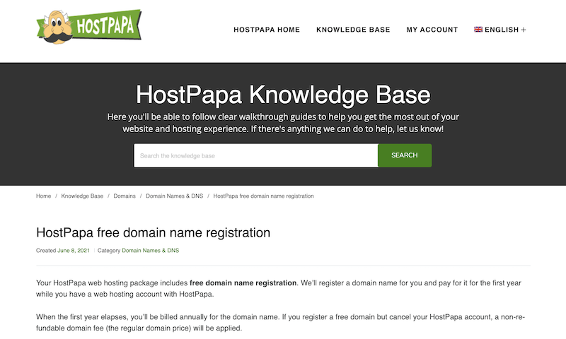 HostPapa 무료 wordpress domane