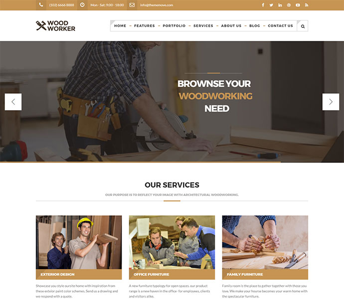 WoodWorker — тема WordPress для плотницких работ