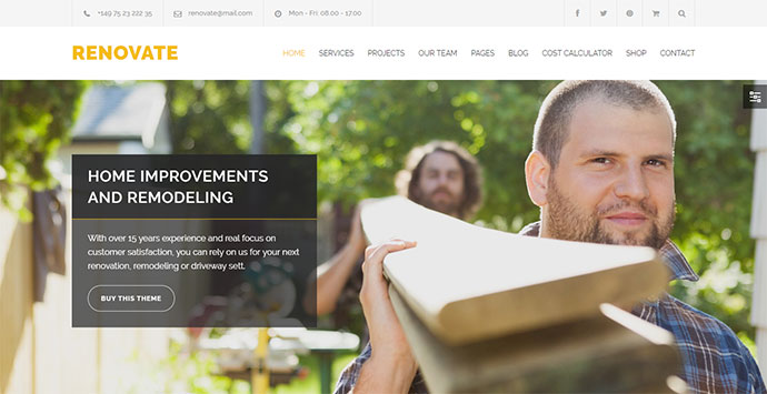 Renovate - Тема WordPress для реконструкции строительства