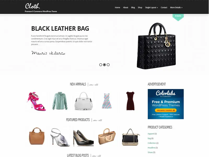 Tema WordPress per l'e-commerce Premium di stoffa