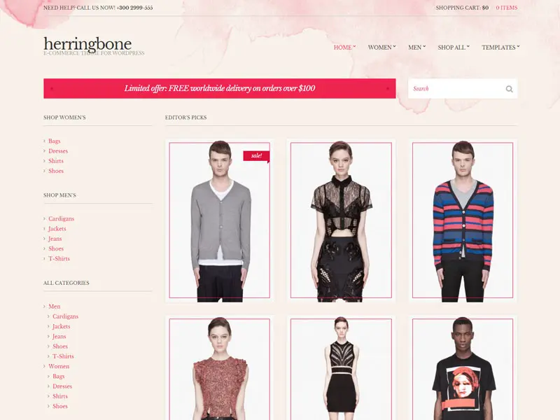 Tema e-commerce a spina di pesce per Wordpress