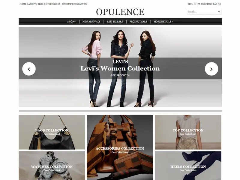 Tema Wordpress del negozio online reattivo di Opulence