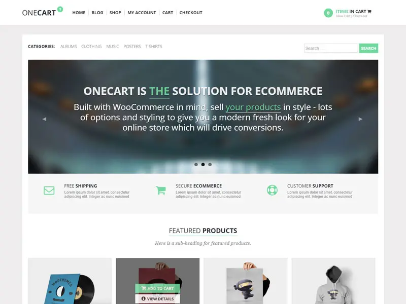 Tema WordPress per l'e-commerce Premium di Onecart