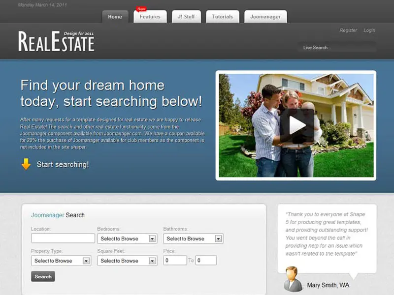 Real Restate Отзывчивый шаблон Joomla
