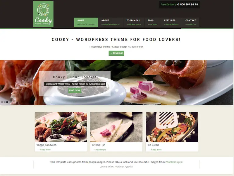 Cookie 餐廳 Wordpress 主題