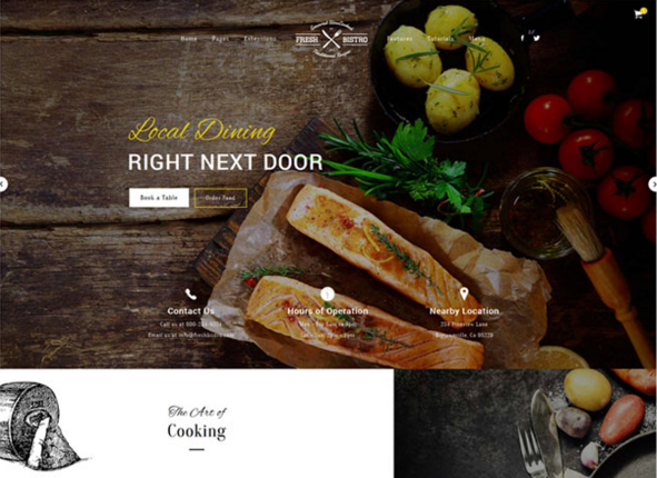 餐廳網站的新鮮小酒館 Wordpress 主題