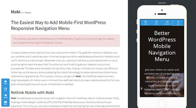 手機 |移動優先 WordPress 響應式導航菜單插件