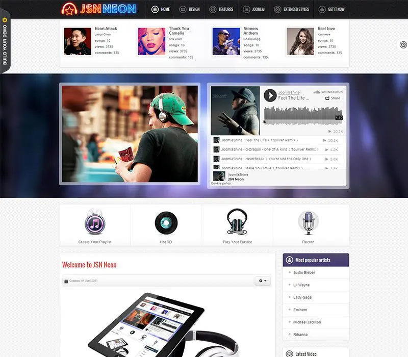 Jsn-Neon-Joomla-Şablon-For-Müzik-Web Sitesi