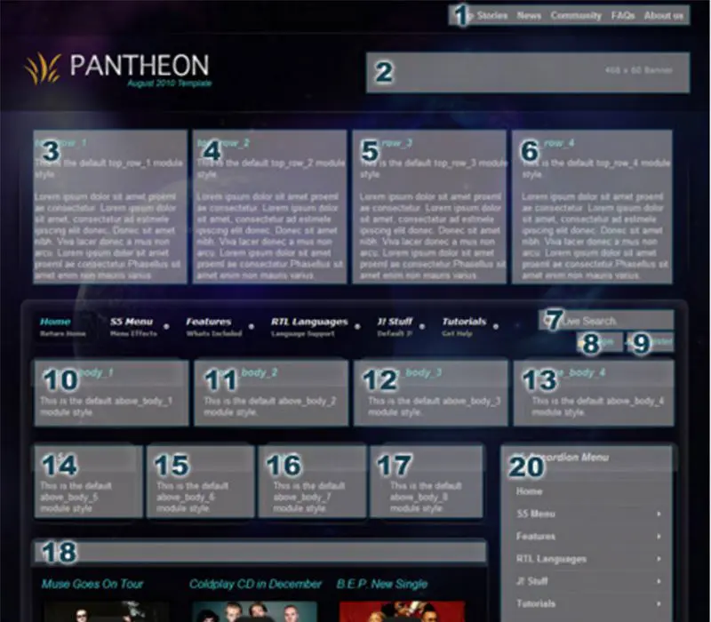 Etkinlik için Pantheon Joomla Şablonu