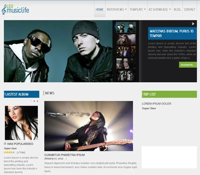 Müzik Sitesi için Leo-Musiclife Joomla Şablonu