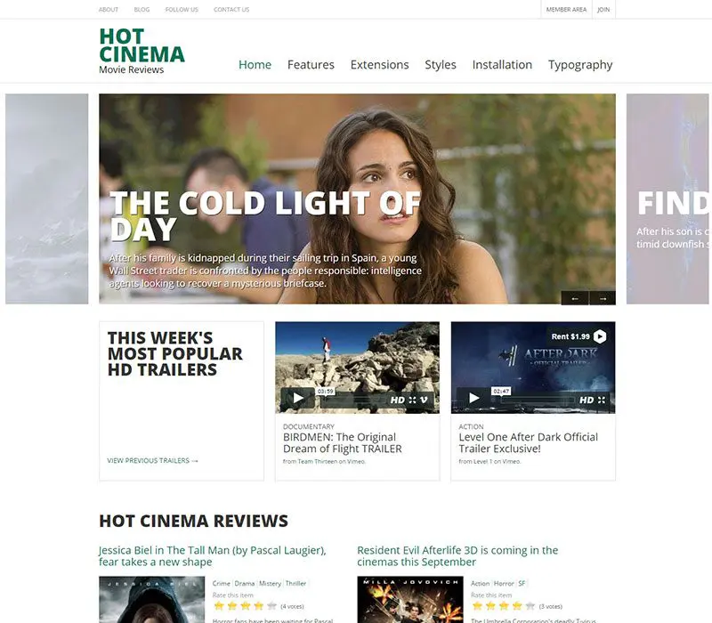 Sıcak Sinema Joomla Sinema Şablonu