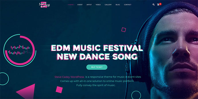 Steve Cadey — музыкальная тема WordPress для музыкантов, ди-джеев, групп и сольных исполнителей