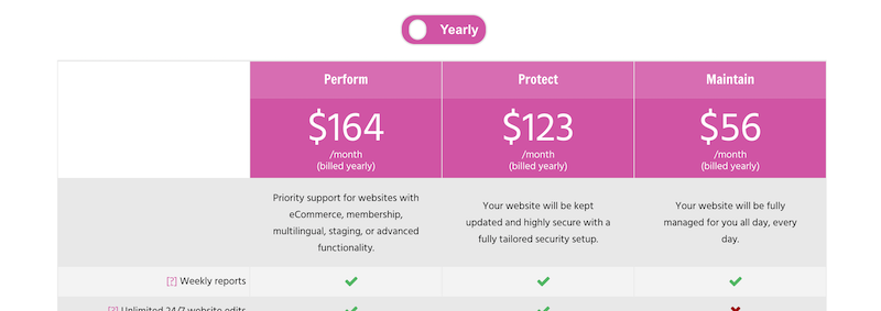WordPress 관리 서비스 가격