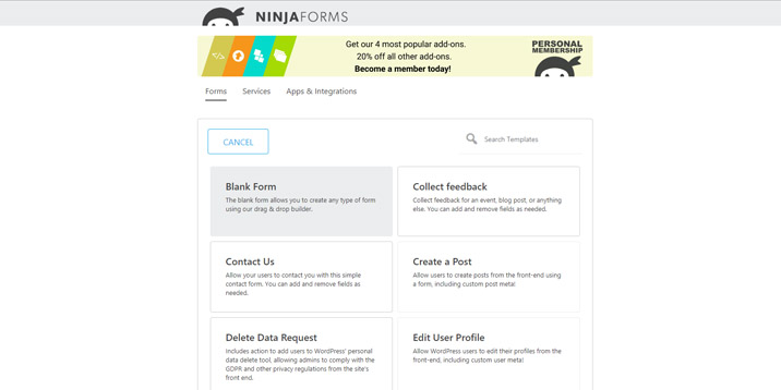 Ninja Forms-Schnittstelle