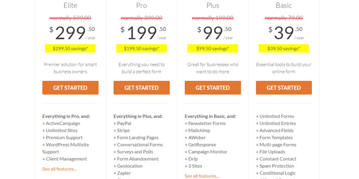 Preise für WP-Formulare