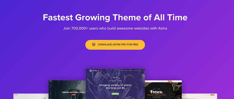 Astra, um dos nossos temas favoritos para sites de revisão