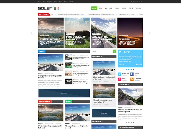 Solaris - Tema Responsivo de WordPress para Revistas