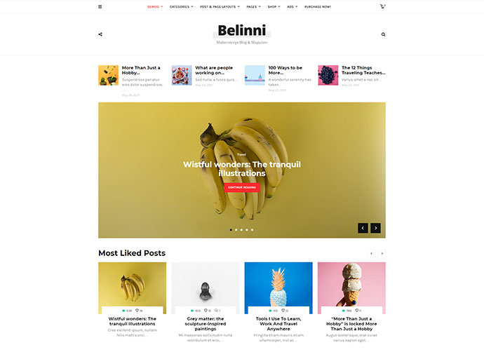 Belinni - Tema multiconcepto de WordPress para blog/revista