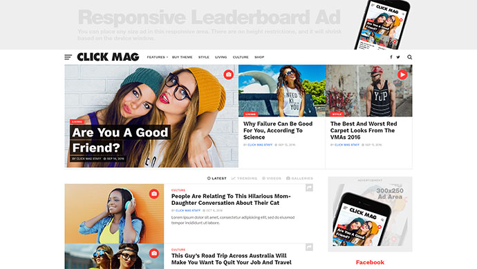 Click Mag - Revista de noticias viral de WordPress/Tema de blog
