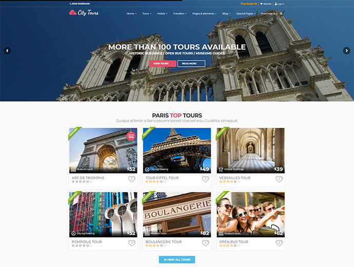 CityTours - Otel ve Tur Rezervasyonu WordPress Teması