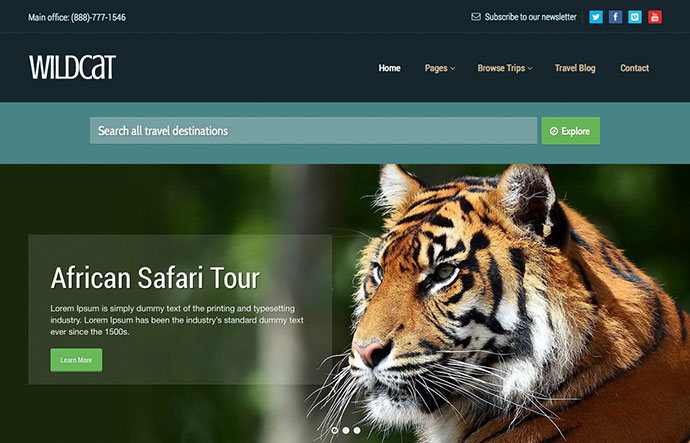Wildcat - Seyahat ve Rezervasyon WordPress Teması