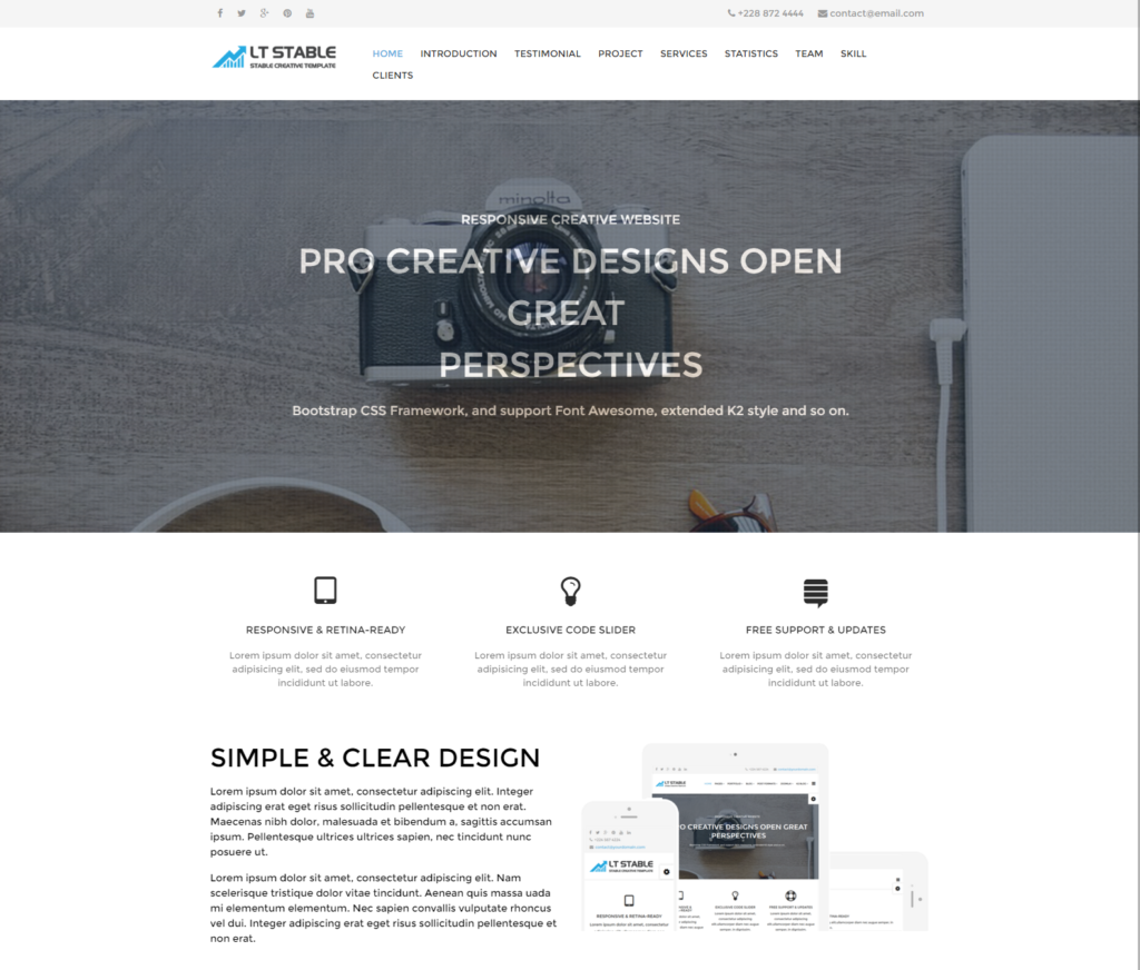 Tema Wordpress reattivo gratuito di Lt Stable Onepage per le aziende