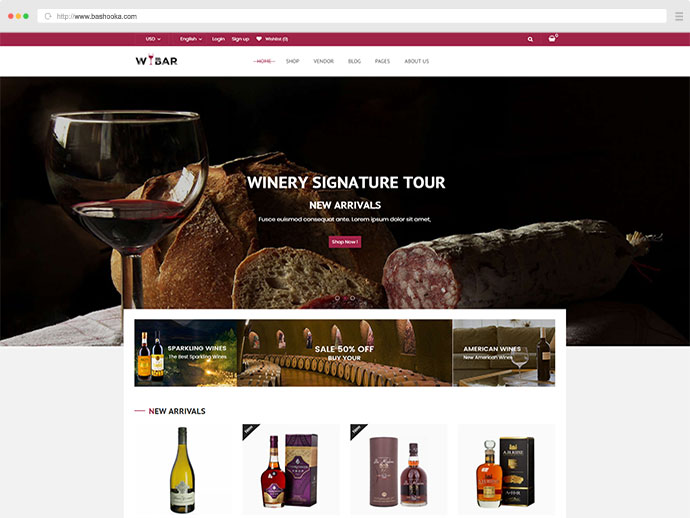 Wibar - Wino, winiarnia i winnica Motyw WordPress WooCommerce