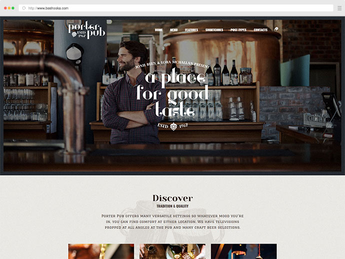 Porter Pub - Motyw WordPress na temat restauracji i barów