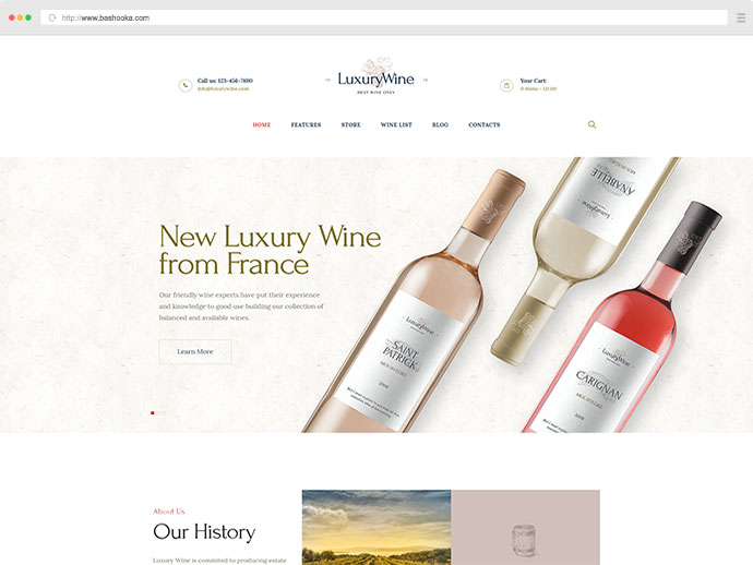 Luksusowe wino | Wine House, Winery & Wine Shop Motyw WordPress