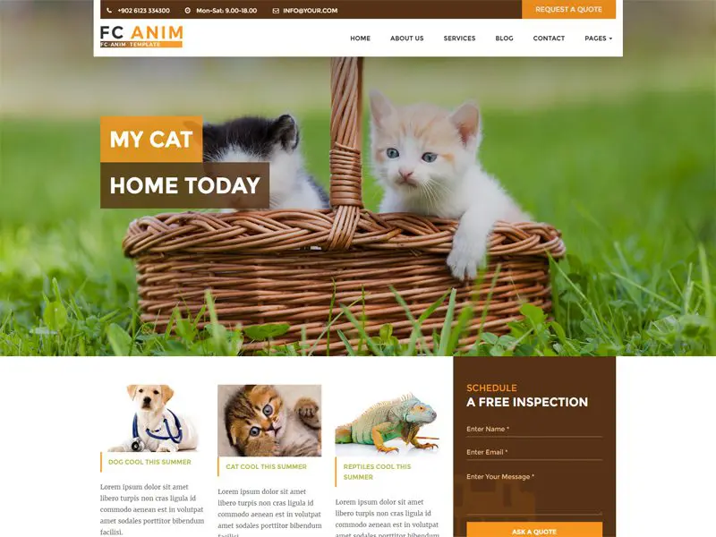 Kostenlose Website-Vorlage für Tiere