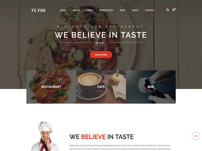 Kostenlose Restaurant-Website-Vorlage
