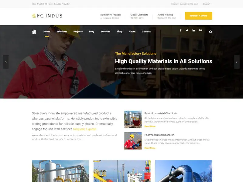 Kostenlose Vorlage für Industrie-Websites