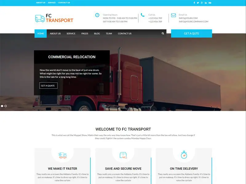 Modelo de Site de Transporte Gratuito