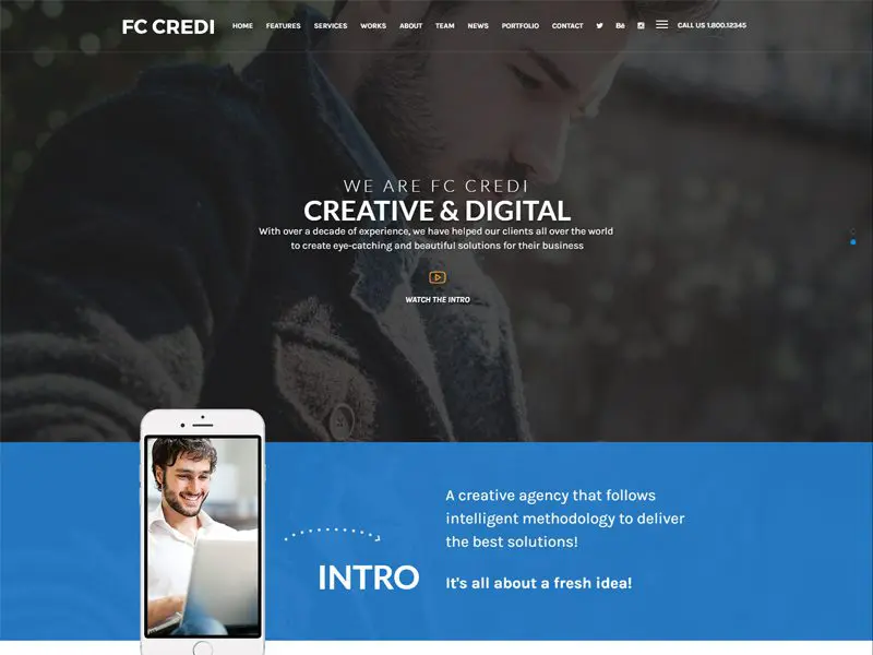 Modelo de site criativo de uma página