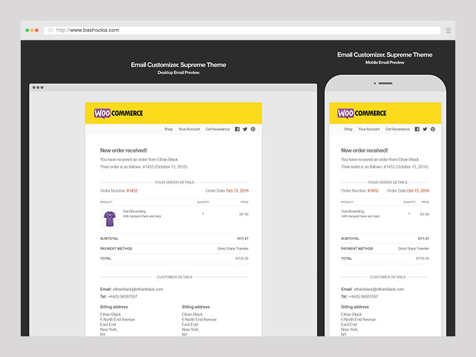 WooCommerce 的电子邮件定制器