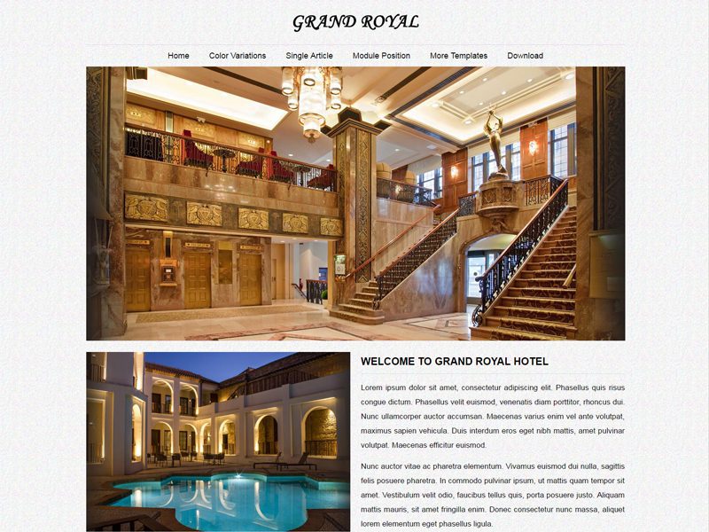 Jsr Grand Royal 免费 Joomla 酒店模板
