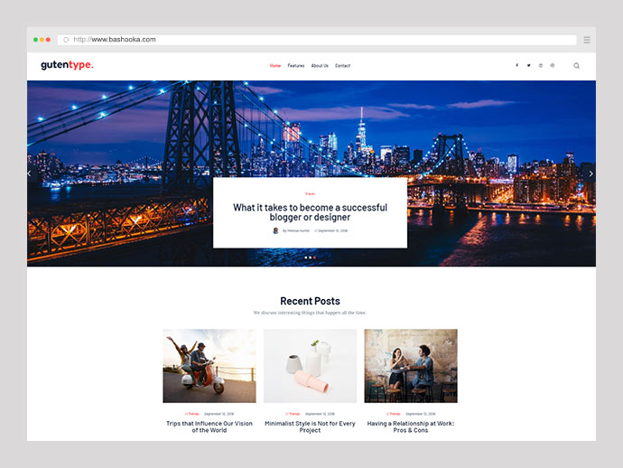Gutentype | Tema WordPress 100% Gutenberg per blog moderno