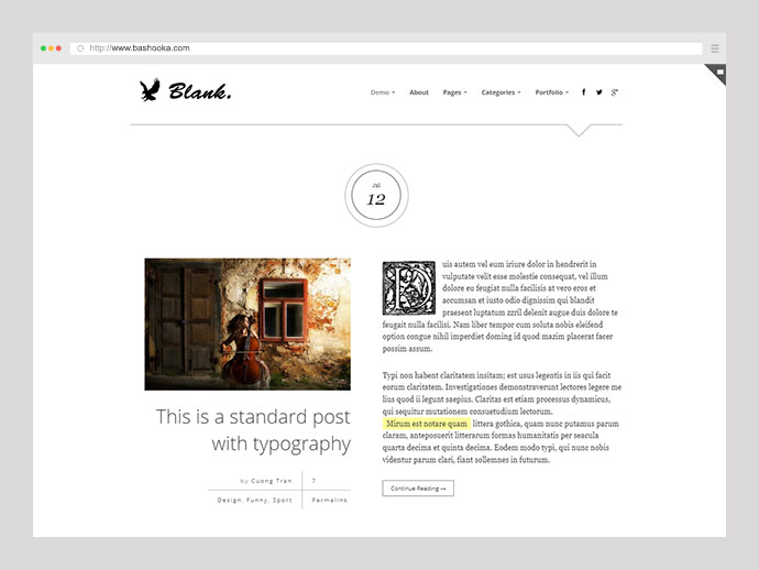 Vuoto - Tema del blog WordPress elegante e minimalista