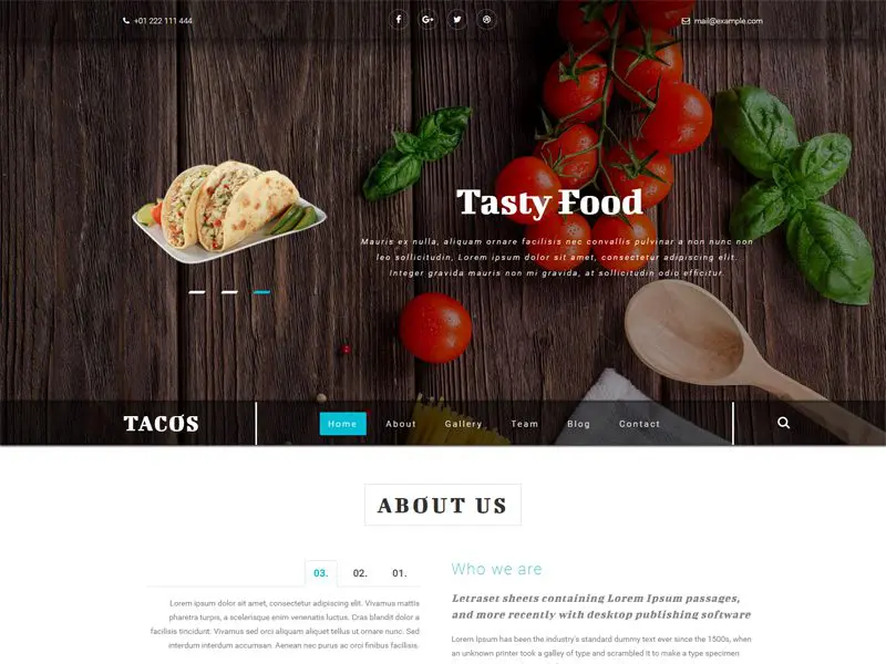 Tacos Ücretsiz Restoran Önyükleme Şablonu