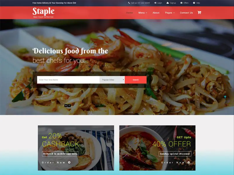 Temel Gıda Ücretsiz Bootstrap Restoran Şablonu
